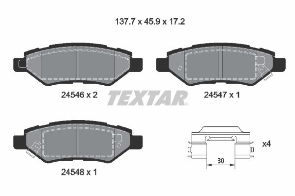 2454601 TEXTAR Kit pastiglie freno, Freno a disco 