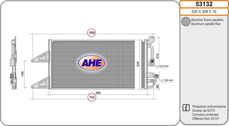 53132 AHE Condensatore, climatizzatore 