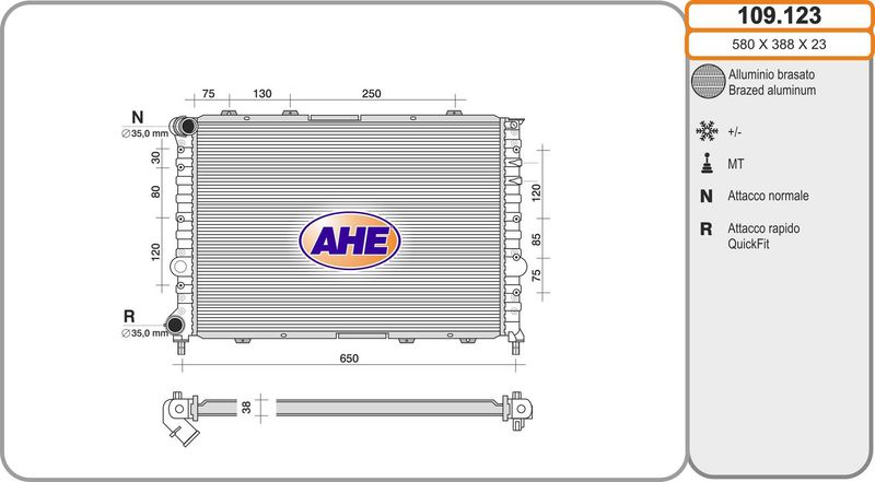 109.123 AHE Radiatore, Raffreddamento motore 