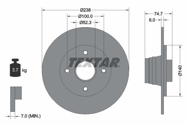 92081200 TEXTAR Disco freno 