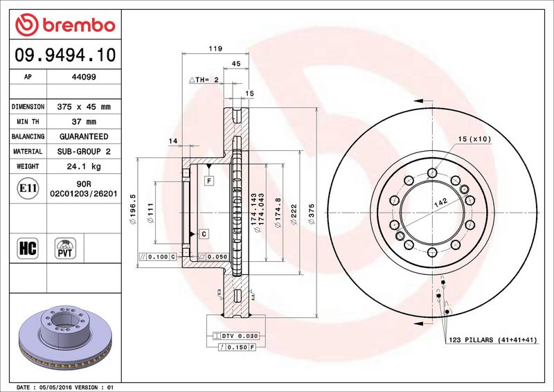09.9494.10 BREMBO Disco freno 