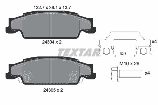 2430402 TEXTAR Kit pastiglie freno, Freno a disco 