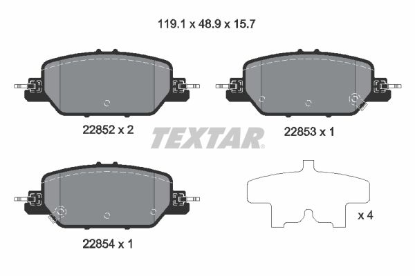 2285201 TEXTAR Kit pastiglie freno, Freno a disco 
