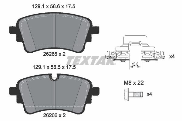 2626503 TEXTAR Kit pastiglie freno, Freno a disco 