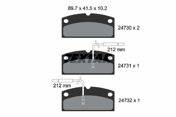 2473001 TEXTAR Kit pastiglie freno, Freno a disco 