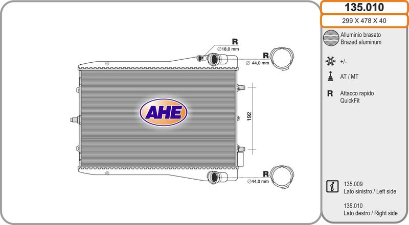 135.010 AHE Radiatore, Raffreddamento motore 