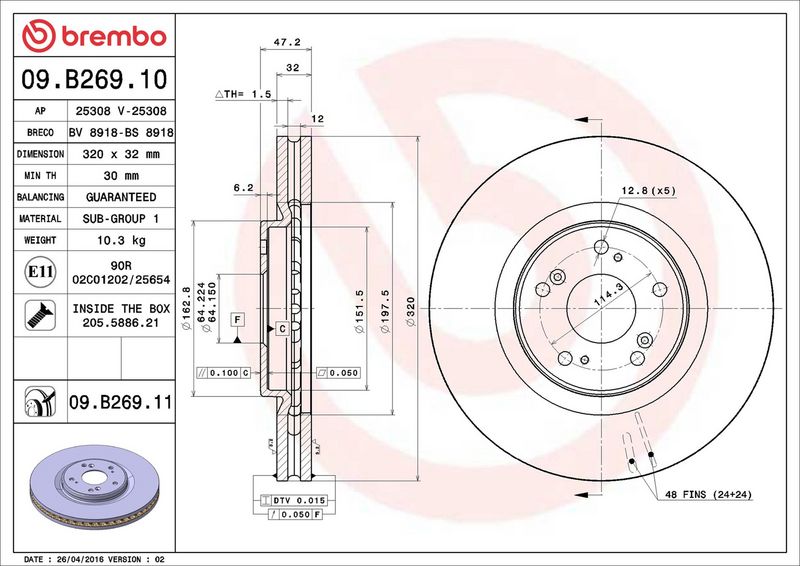 09.B269.11 BREMBO Disco freno 