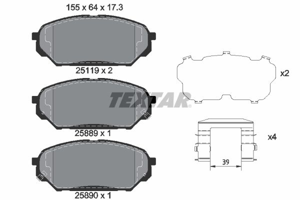 2511901 TEXTAR Kit pastiglie freno, Freno a disco 