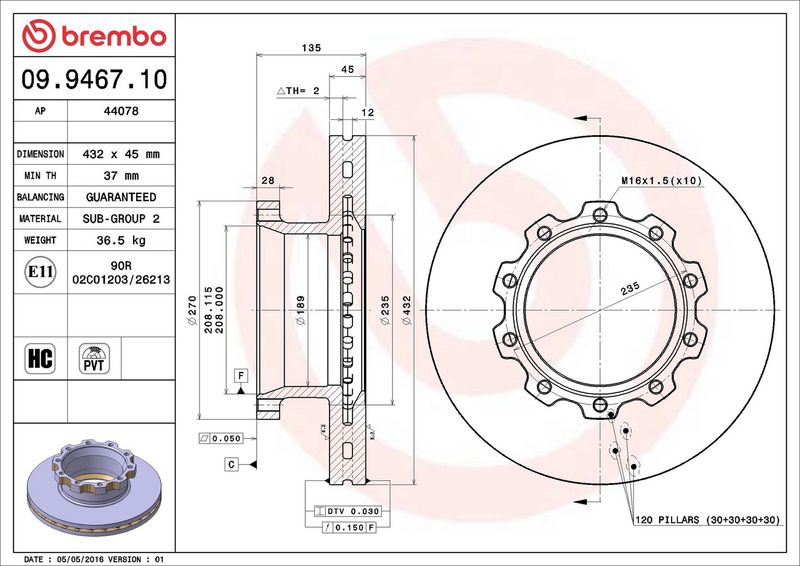 09.9467.10 BREMBO Disco freno 