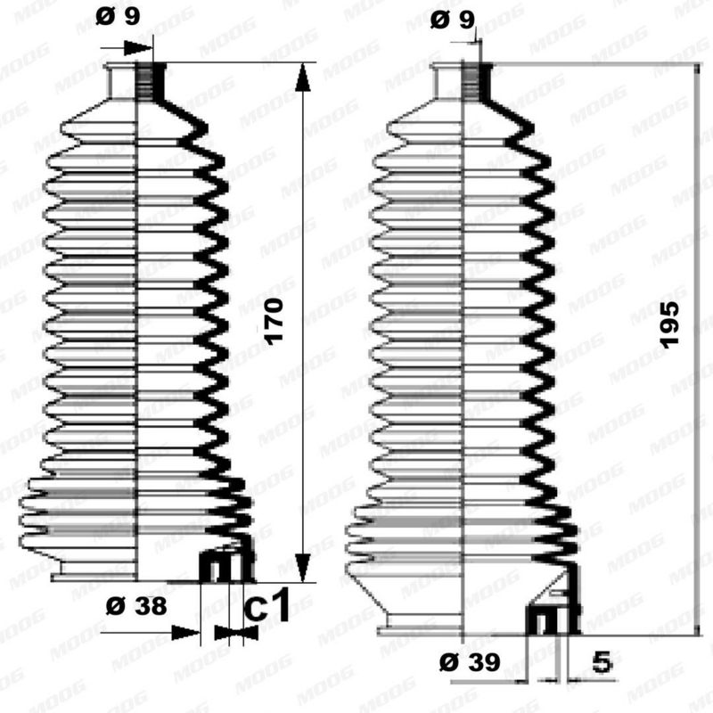 K150138 MOOG Kit soffietto, Sterzo 