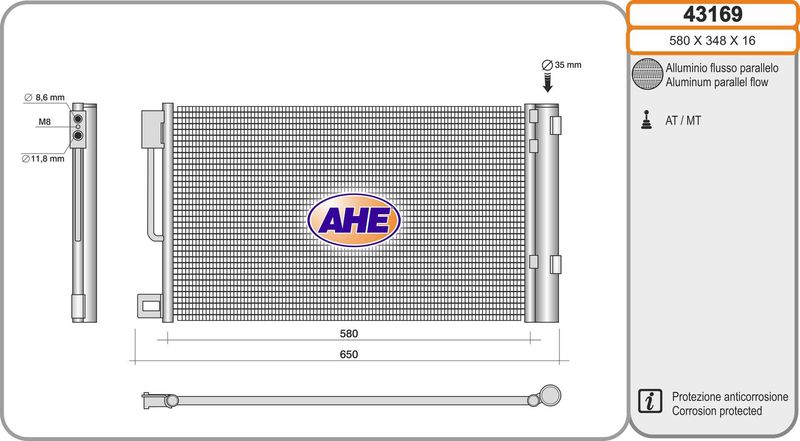 43169 AHE Condensatore, climatizzatore 