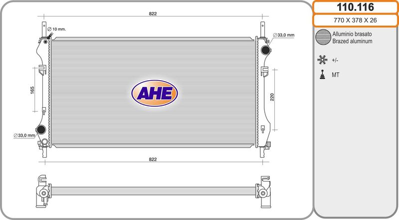 110.116 AHE Radiatore, Raffreddamento motore 