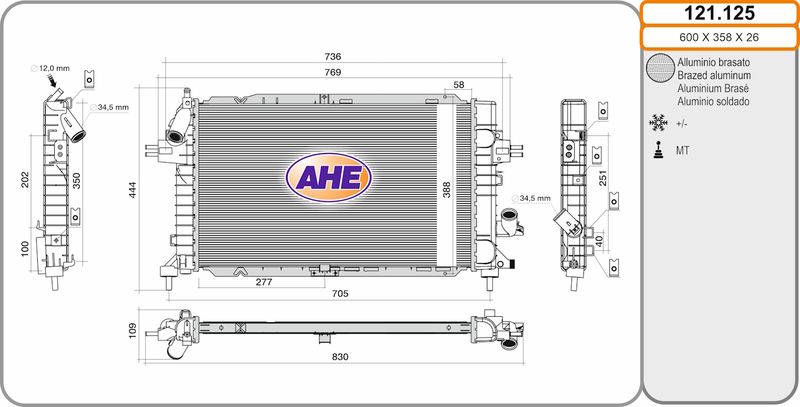 121.125 AHE Radiatore, Raffreddamento motore 