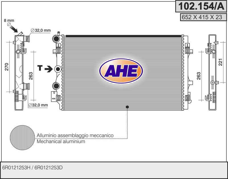 102.154/A AHE Radiatore, Raffreddamento motore 