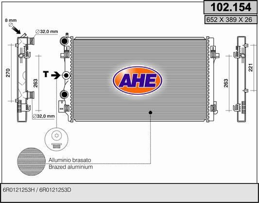 102.154 AHE Radiatore, Raffreddamento motore 