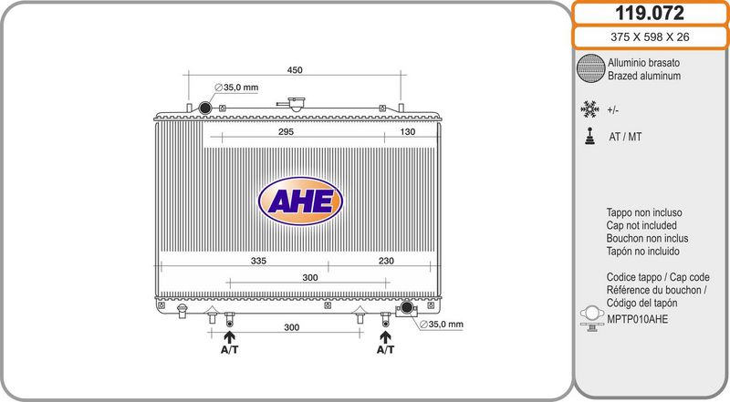 119.072 AHE Radiatore, Raffreddamento motore 