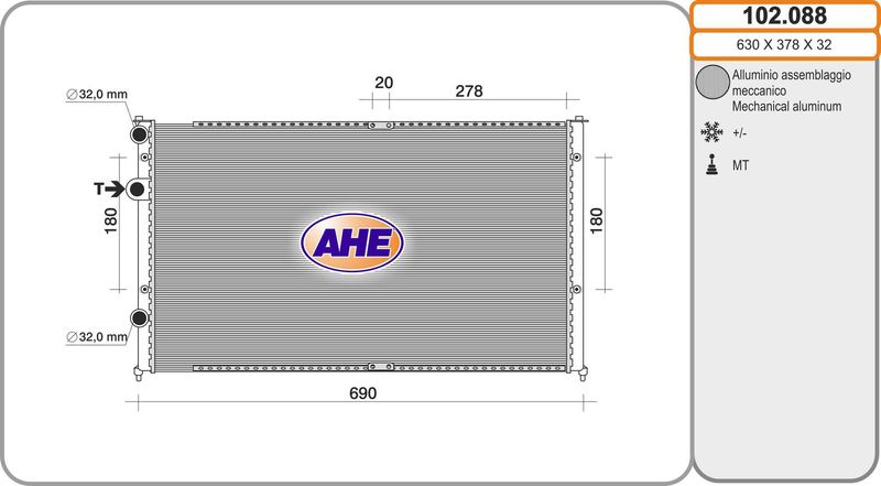 102.088 AHE Radiatore, Raffreddamento motore 