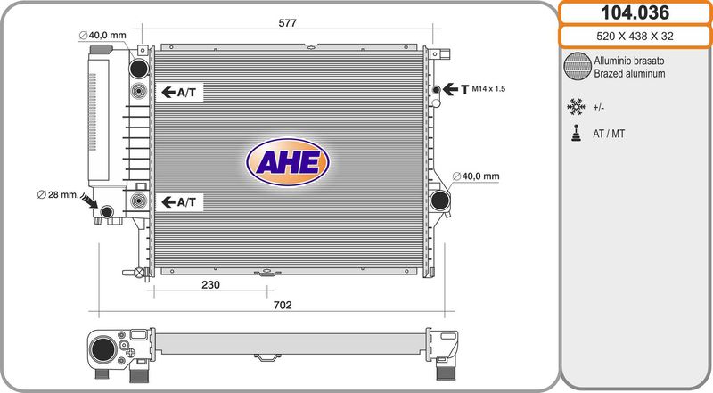 104.036 AHE Radiatore, Raffreddamento motore 