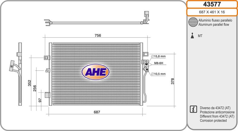 43577 AHE Condensatore, climatizzatore 