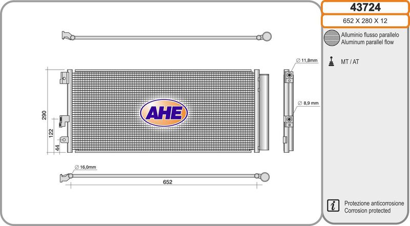 43724 AHE Condensatore, climatizzatore 