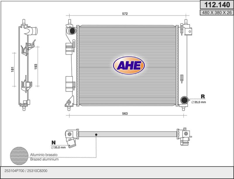 112.140 AHE Radiatore, Raffreddamento motore 