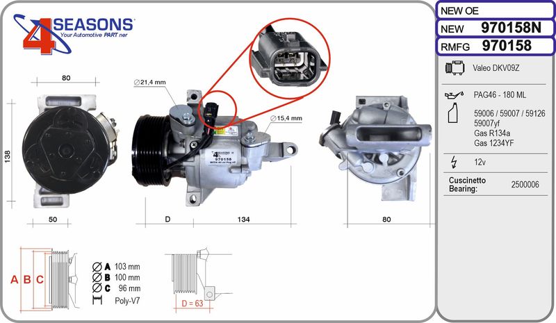 970158 AHE Compressore, climatizzatore 