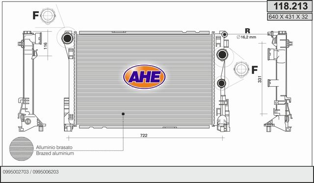 118.213 AHE Radiatore, Raffreddamento motore 