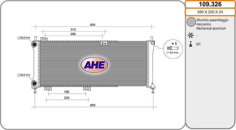 109.326 AHE Radiatore, Raffreddamento motore 