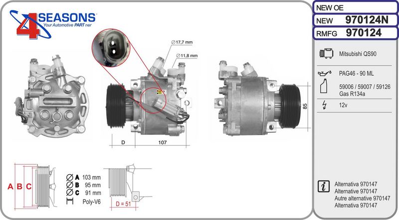 970124 AHE Compressore, climatizzatore 
