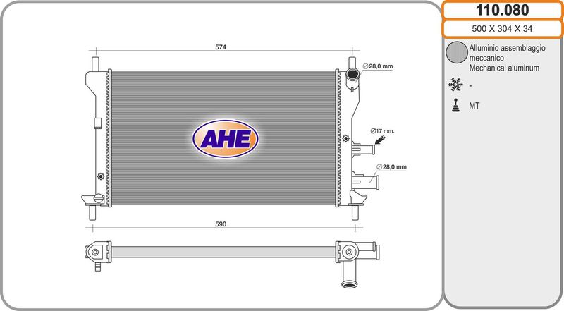 110.080 AHE Radiatore, Raffreddamento motore 