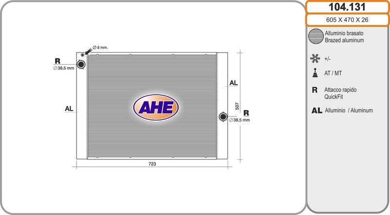 104.131 AHE Radiatore, Raffreddamento motore 