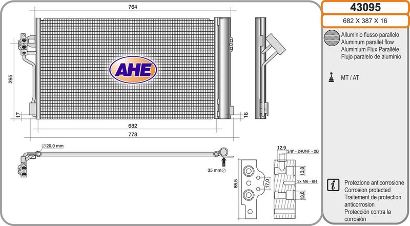 43095 AHE Condensatore, climatizzatore 