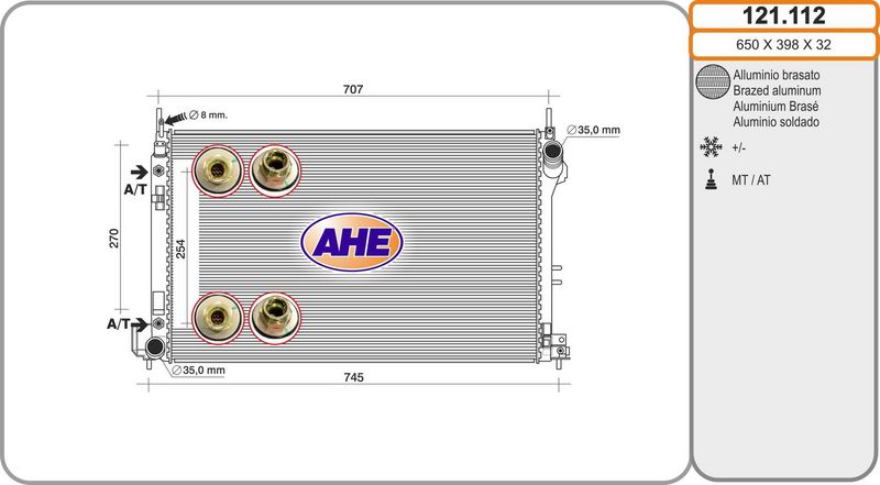 121.112 AHE Radiatore, Raffreddamento motore 