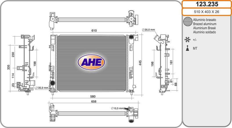 123.235 AHE Radiatore, Raffreddamento motore 