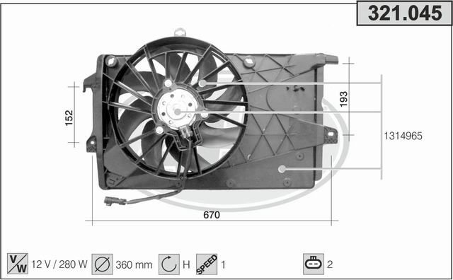 321.045 AHE Ventola, Raffreddamento motore 