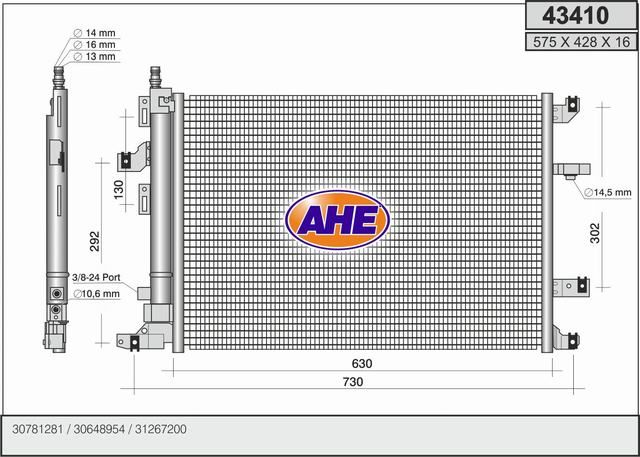 43410 AHE Condensatore, climatizzatore 