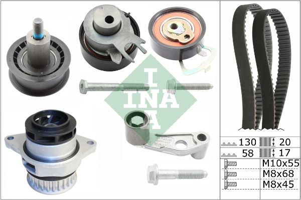 530008930 Schaeffler INA Pompa acqua + Kit cinghie dentate 