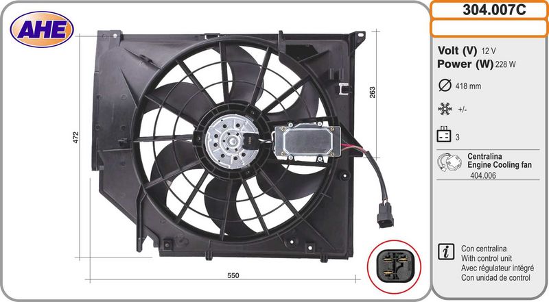 304.007C AHE Ventola, Raffreddamento motore 