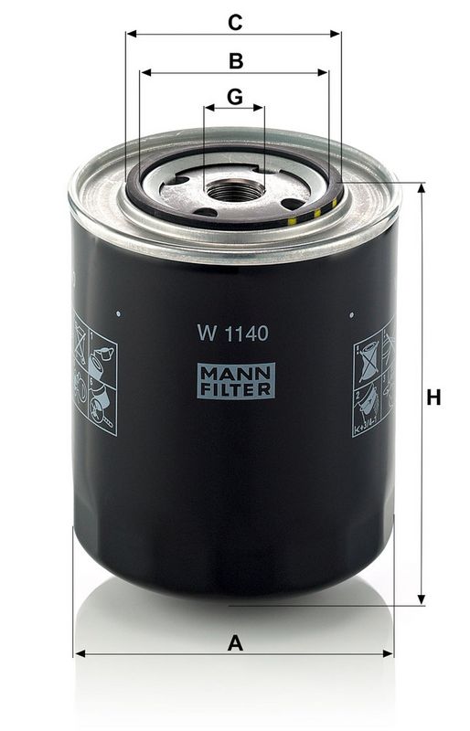 W1140 MANN-FILTER Filtro olio Filtro, Sistema idraulico di lavoro 