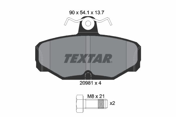 2098101 TEXTAR Kit pastiglie freno, Freno a disco 