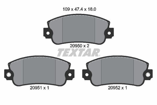 2095006 TEXTAR Kit pastiglie freno, Freno a disco 