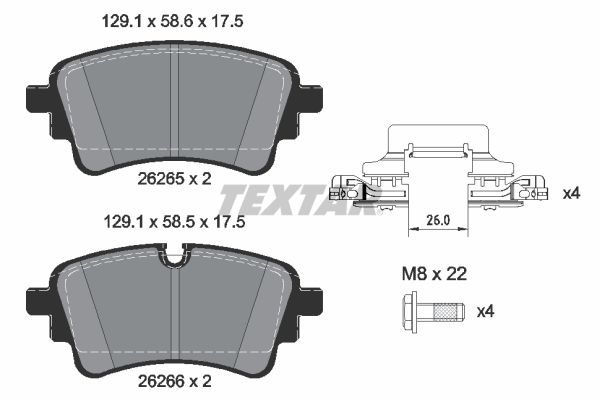 2626501 TEXTAR Kit pastiglie freno, Freno a disco 