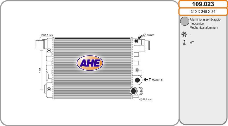109.023 AHE Radiatore, Raffreddamento motore 