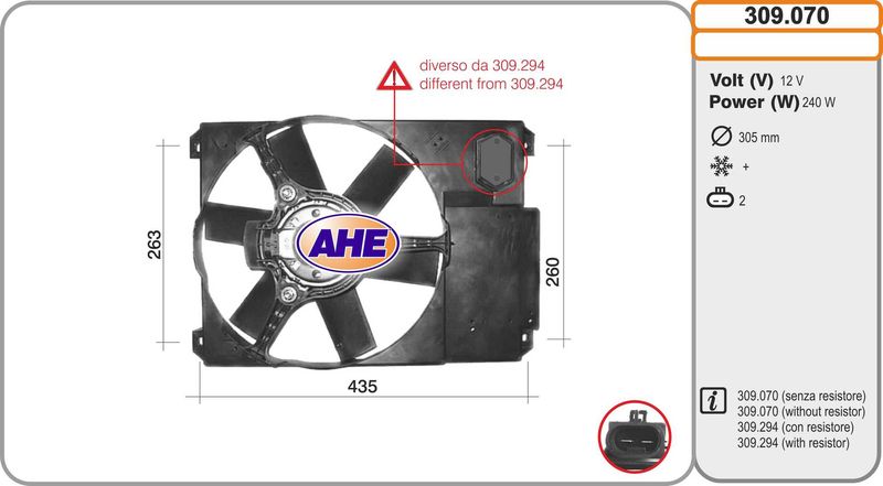 309.070 AHE Ventola, Raffreddamento motore 